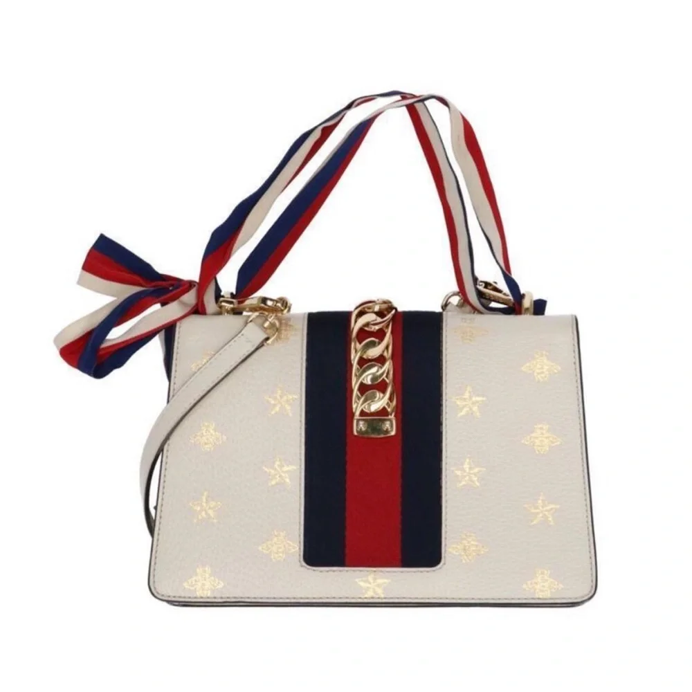 Gucci ivory Gold-Embellished bees and stars crossbody Bag- PM size - Picture 2 of 15